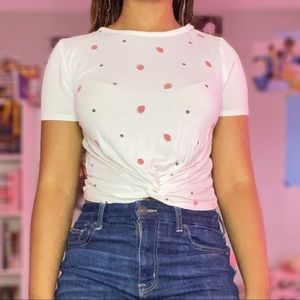 $3 Strawberry Cropped T-Shirt